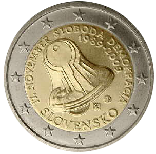 2 euros conmemorativa 20 Aniversario del 17 de Noviembre de 1989 (Día de la lucha por la libertad y la democracia). Año 2009